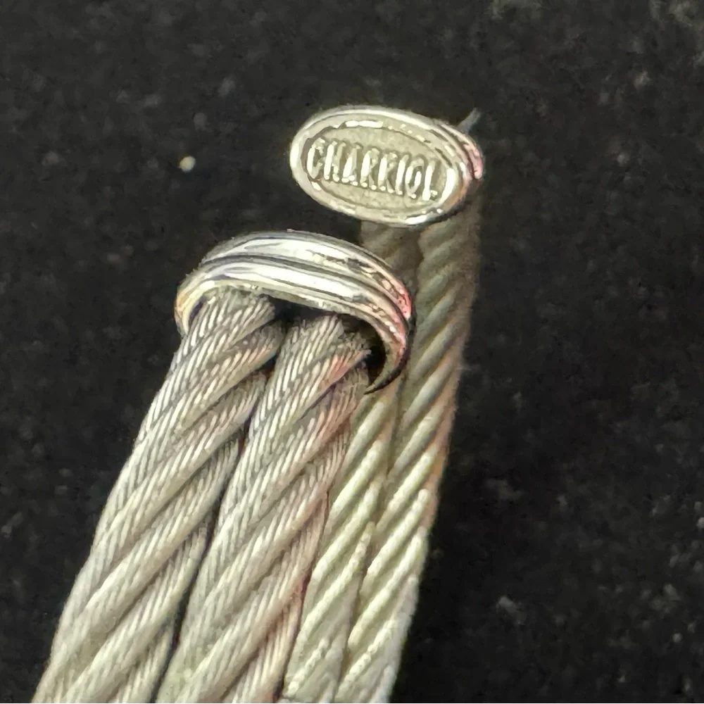 Philippe Charriol 18K White Gold And Diamond Steel Cable Bracelet - Picture 5 of 8